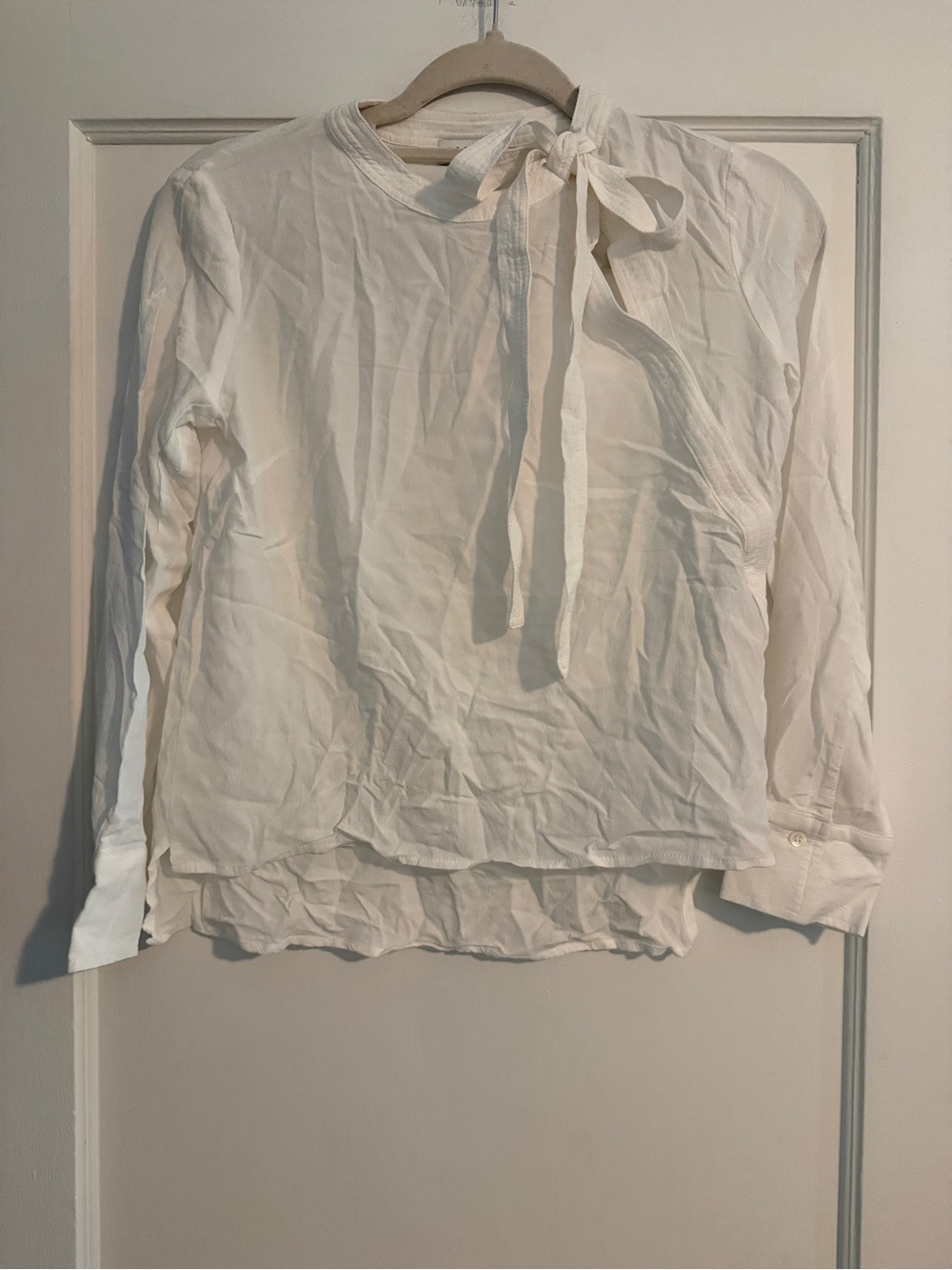 Sandro Paris Tie Neck Viscose Blouse White Size 1